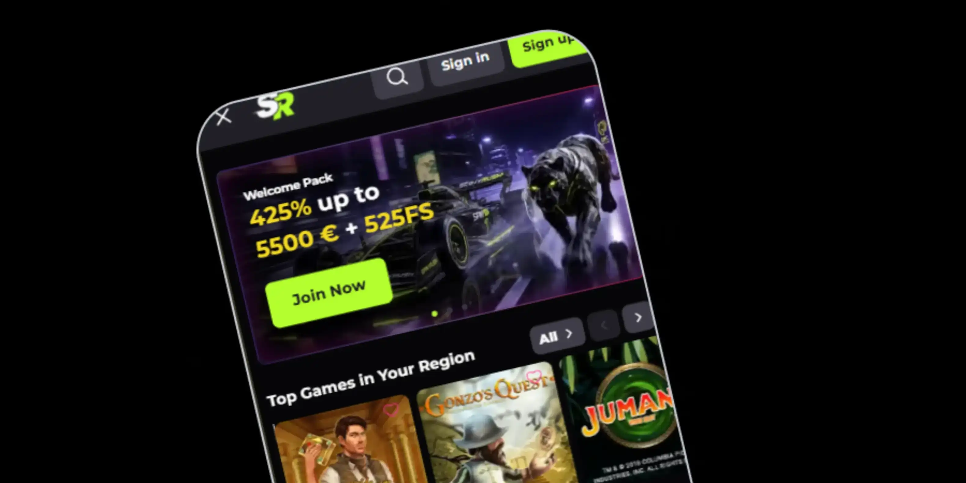 SpinyRush Casino App Screenshot